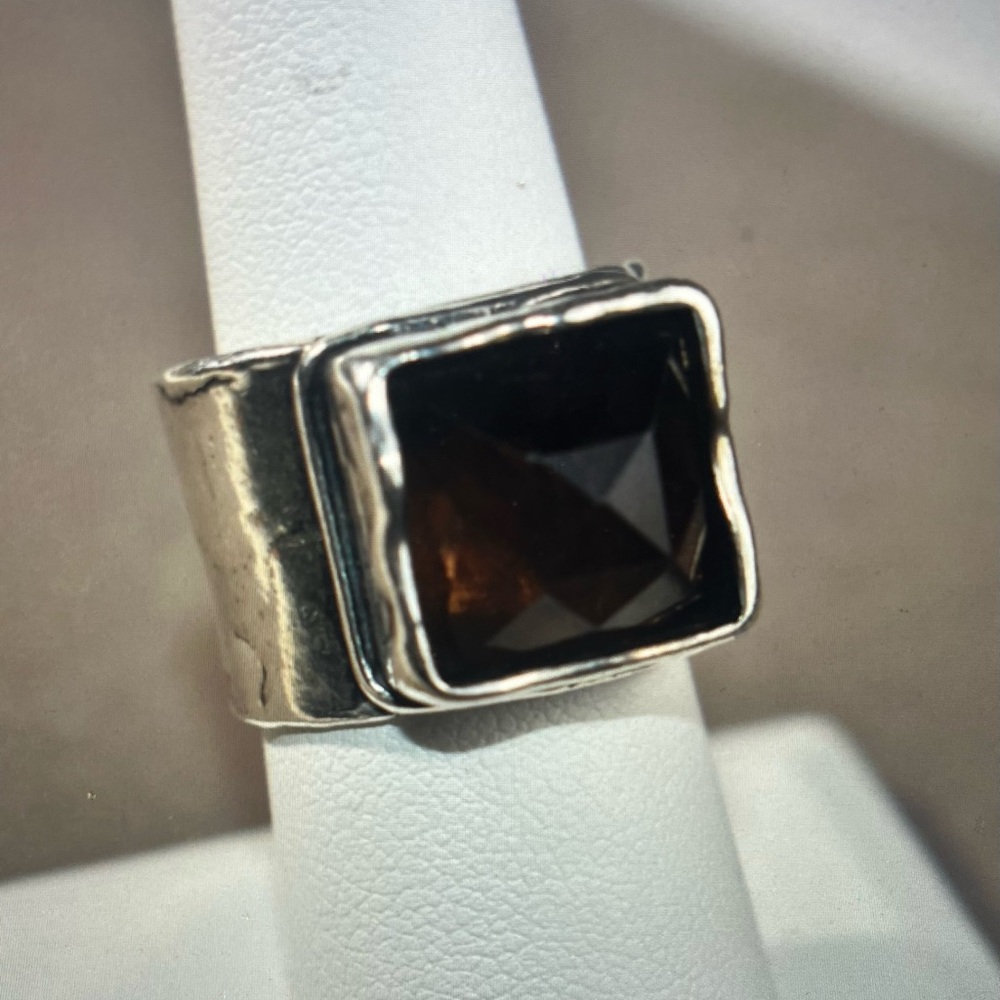 Silpada Brown Smokey quartz 935 Sterling Silver Ring - Picture 3 of 5